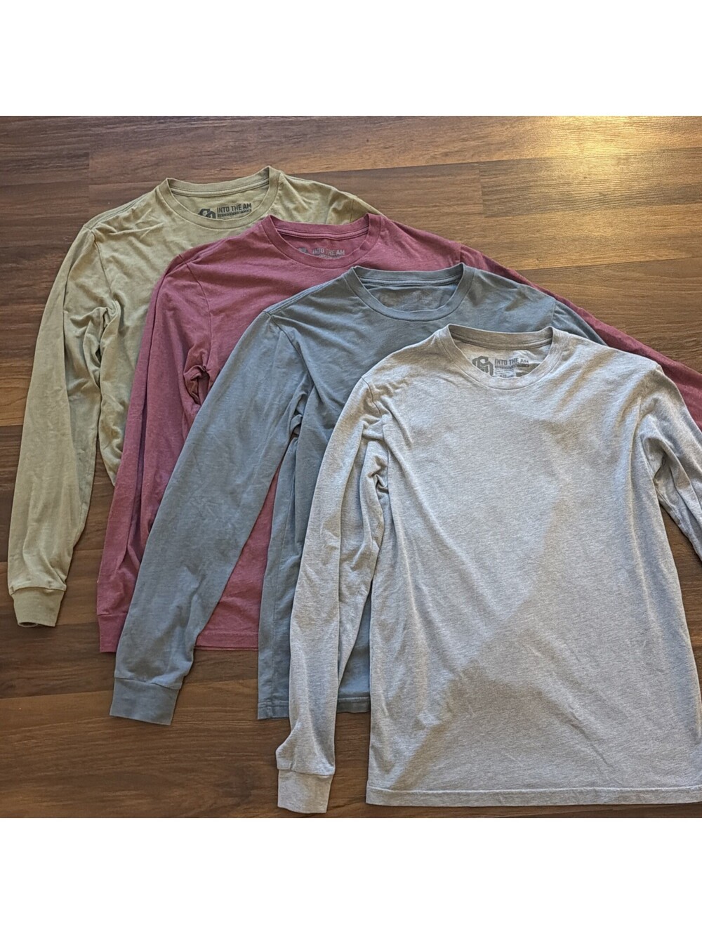 Into the AM Men's Crew Neck Long Sleeve T-Shirt Lot of 4 Size S Solid Multicolor